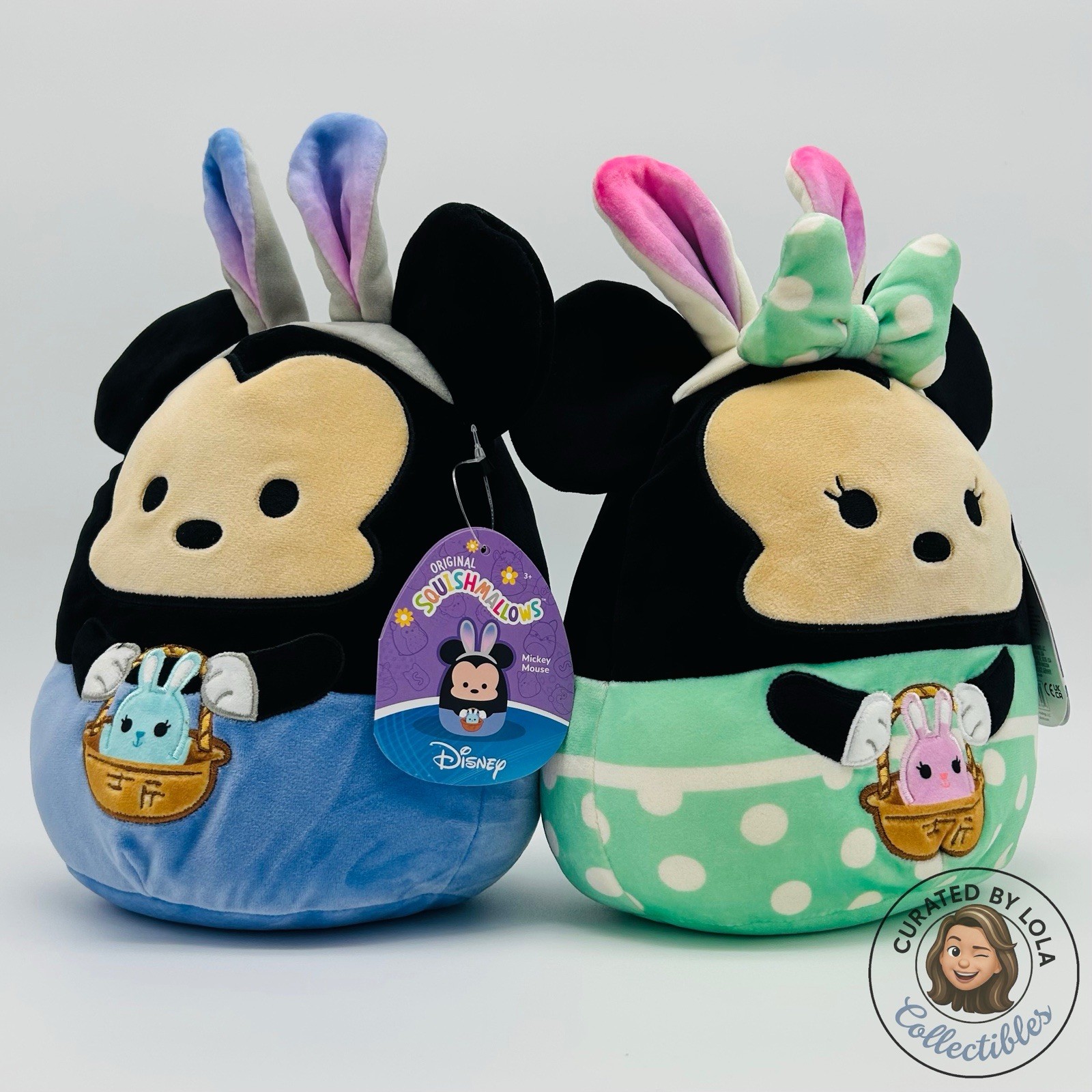 NWT Squishmallows Disney Easter Mickey & Minnie Mouse 10.5 inch Bunny Plush Set