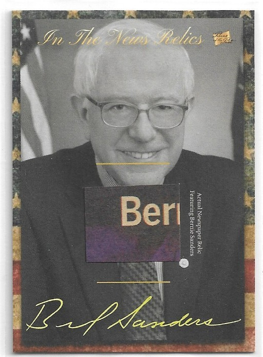2018 Vermont Senator Bernie Sanders “In the News” Actual Newspaper Relic Card
