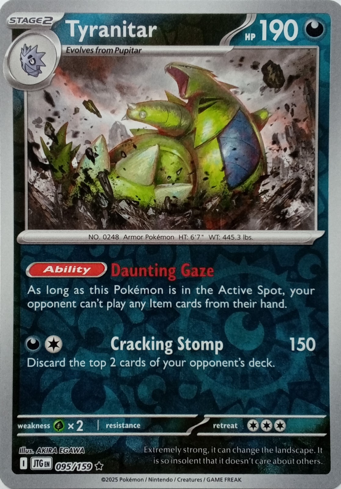 095/159 TYRANITAR | REVERSE HOLO | JOURNEY TOGETHER POKEMON CARD