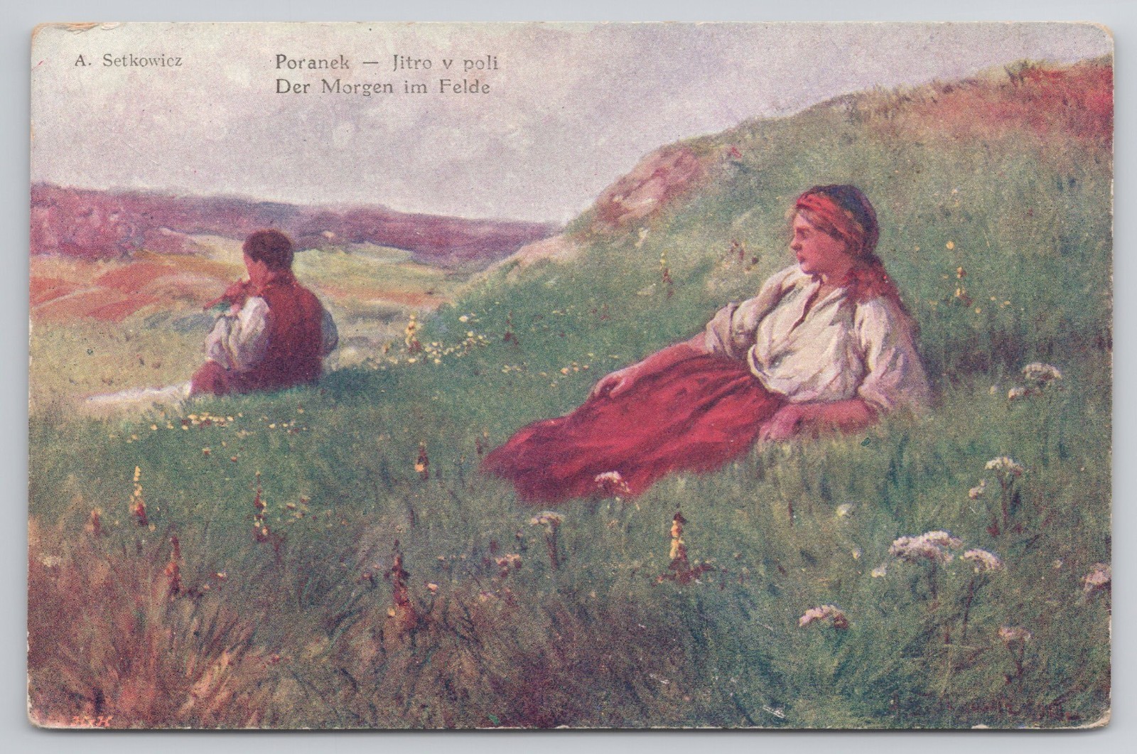 Poranek Jitro v poli Morning in Field Setkowicz Krakow Postcard