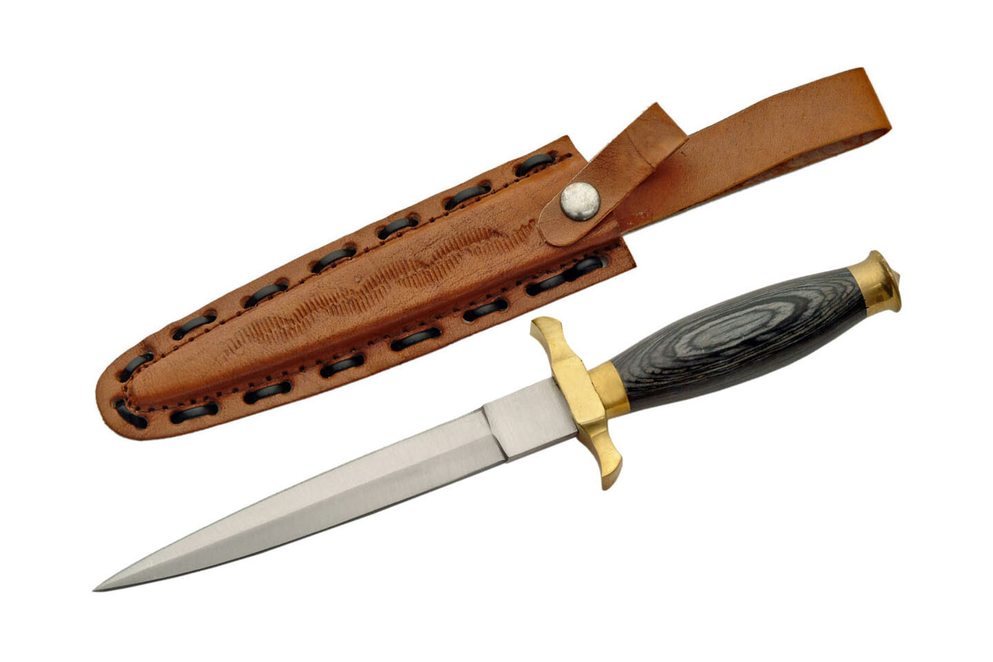 NEW Medieval Dagger Gray Wood Handle Stainless Blade Knife Leather Sheath 10.5″