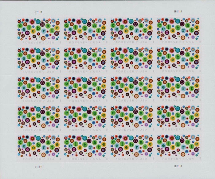 USPS Let’s Celebrate Confetti FOREVER Sheet of 20 POSTAGE STAMPS