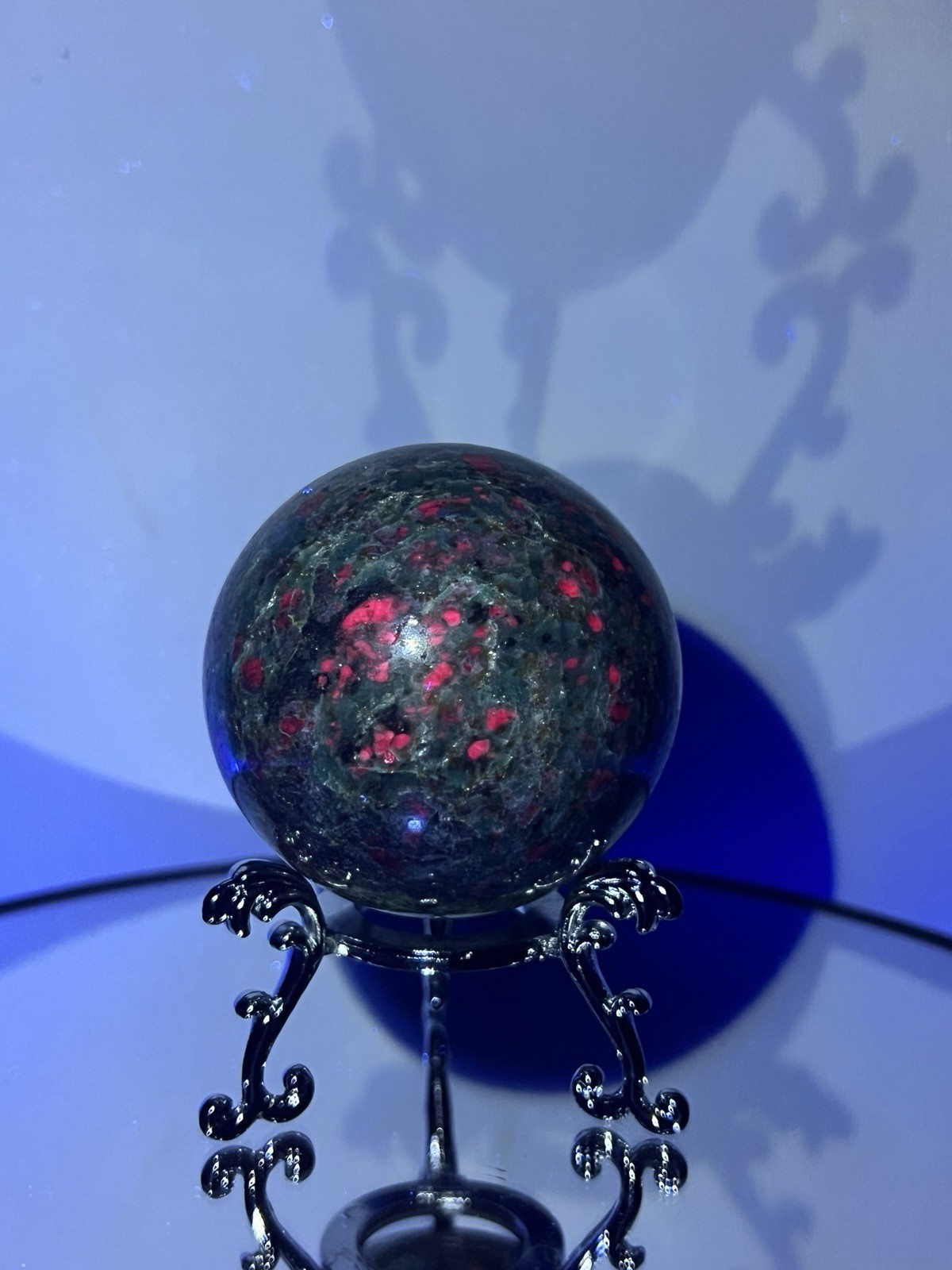 Ruby Fuschite UV Reactive Sphere w/holder – 54mm