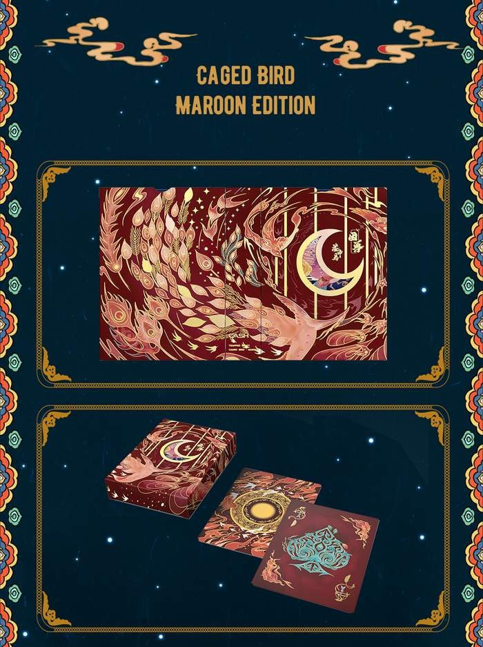 Trapped Beasts: Caged Bird Playing Cards – Maroon & Emerald Gilded Edition [CASH