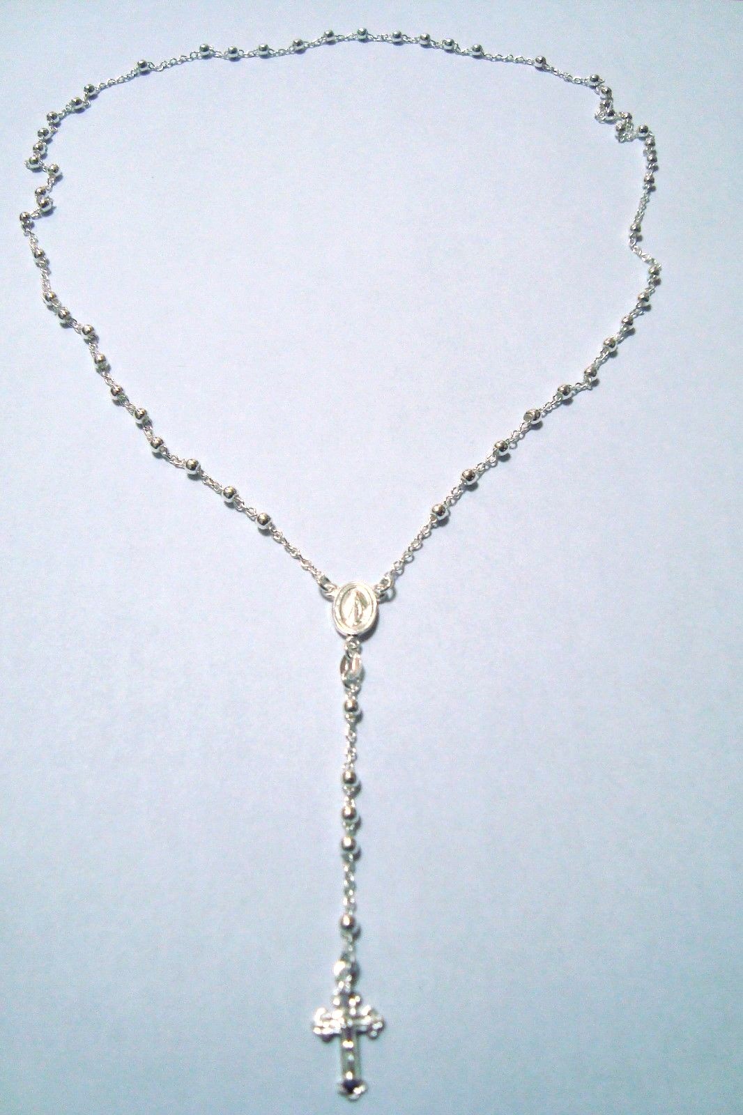 925 STERLING SILVER ITALIAN ROSARY 3MM- 24″ / ROSARIO DE PLATA ESTERLINA- 24″