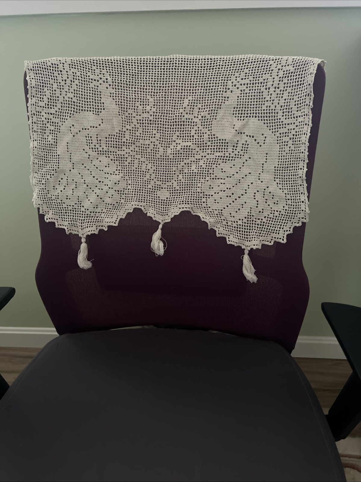 Vintage Filet Crochet Peacock Chairback Doily 20”x12” No Holes/tears Handmade
