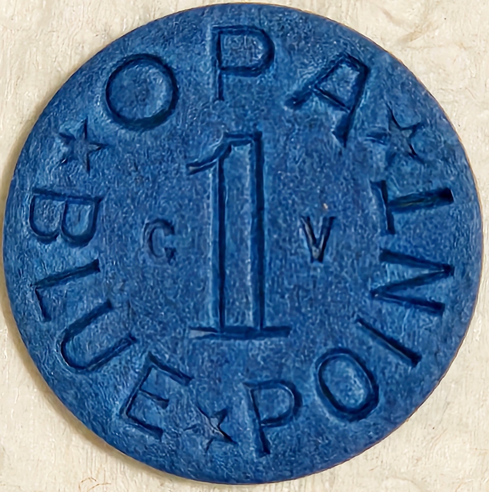OPA BLUE 1 Point RATION COIN / TOKEN (U Select), WW2, Circulated (Very Good)