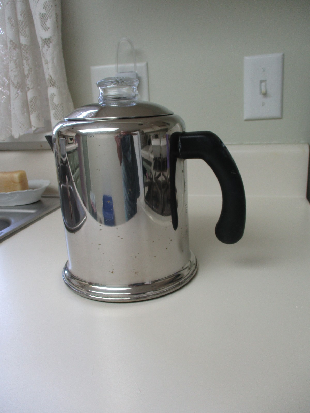 Stainless Stove Top Farberware Coffee Pot Percolator 4-8 Cups 17C Late 50’s-80’s