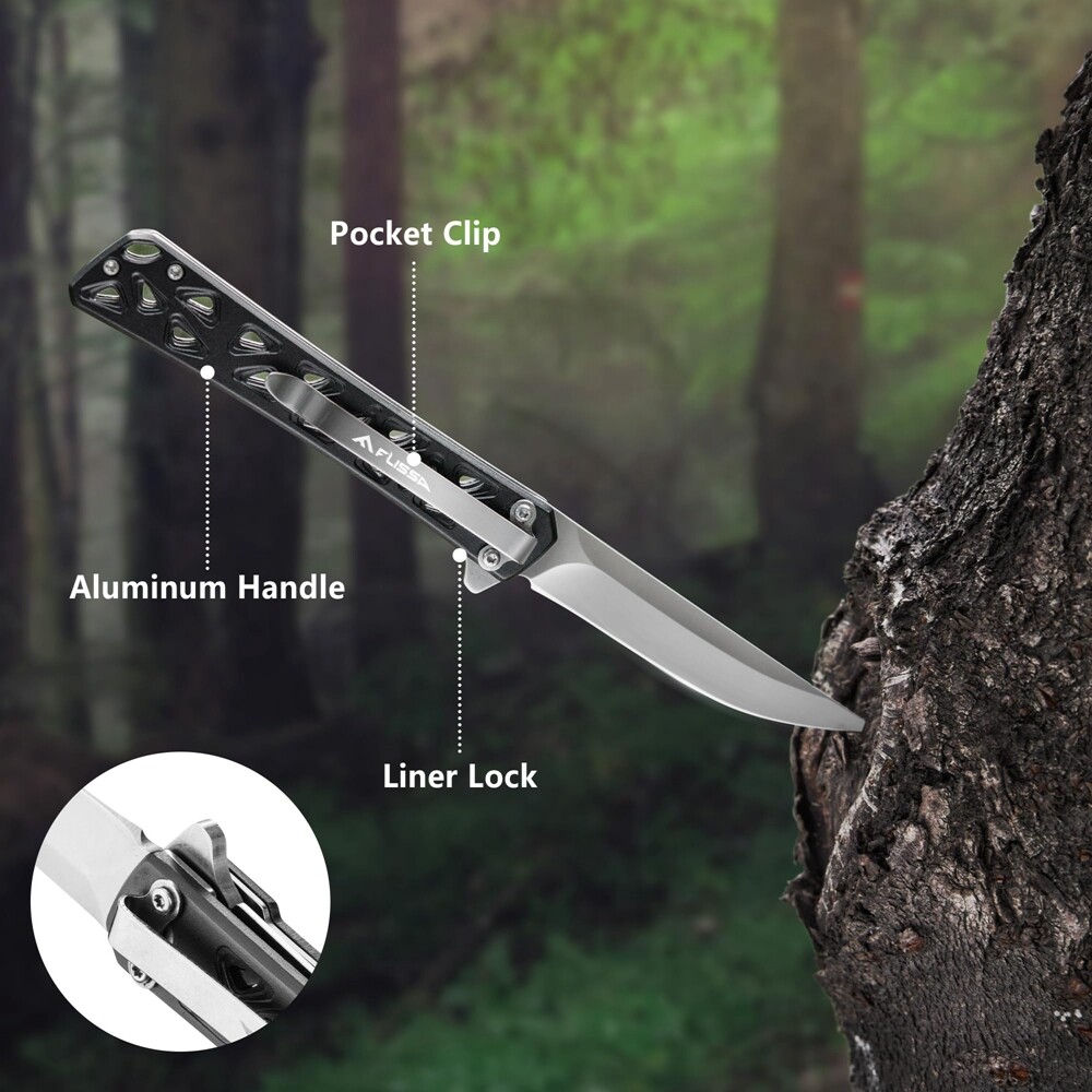 FLISSA 4.5″ Folding Pocket Knife Camping Tactical Pocket Knife Hollow-out Handle