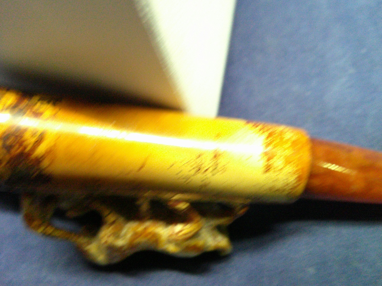 ✔️ANTIQUE CHEROOT MEERSCHAUM PIPE 3 DOGS OVER 100 YEARS OLD, STEM, WHITE BOX -9