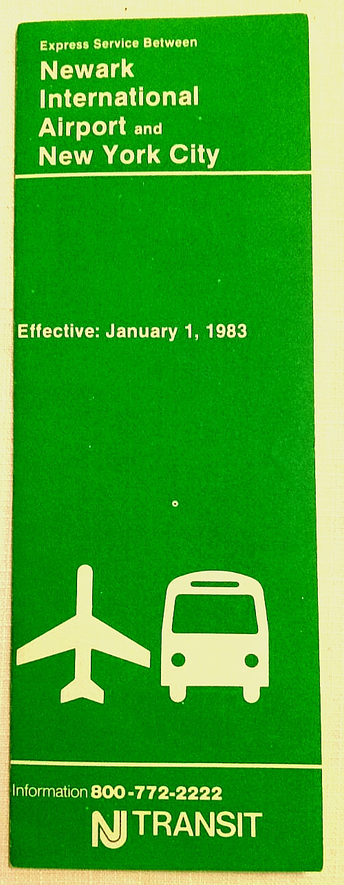 NJ Transit Express Bus Service 1983 Newark International Airport & New York City