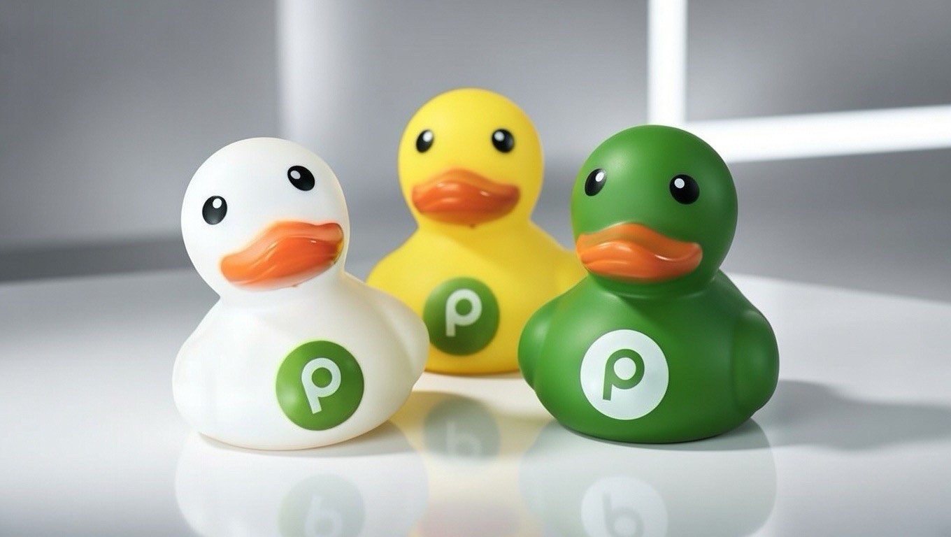 3 Publix Grocery Store Rubber Ducks White, Yellow & Green Toy Collectable Set