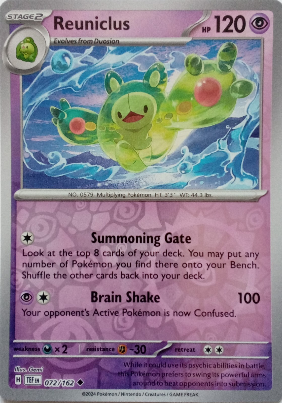 072/162 REUNICLUS REVERSE HOLO TEMPORAL FORCES POKEMON CARD