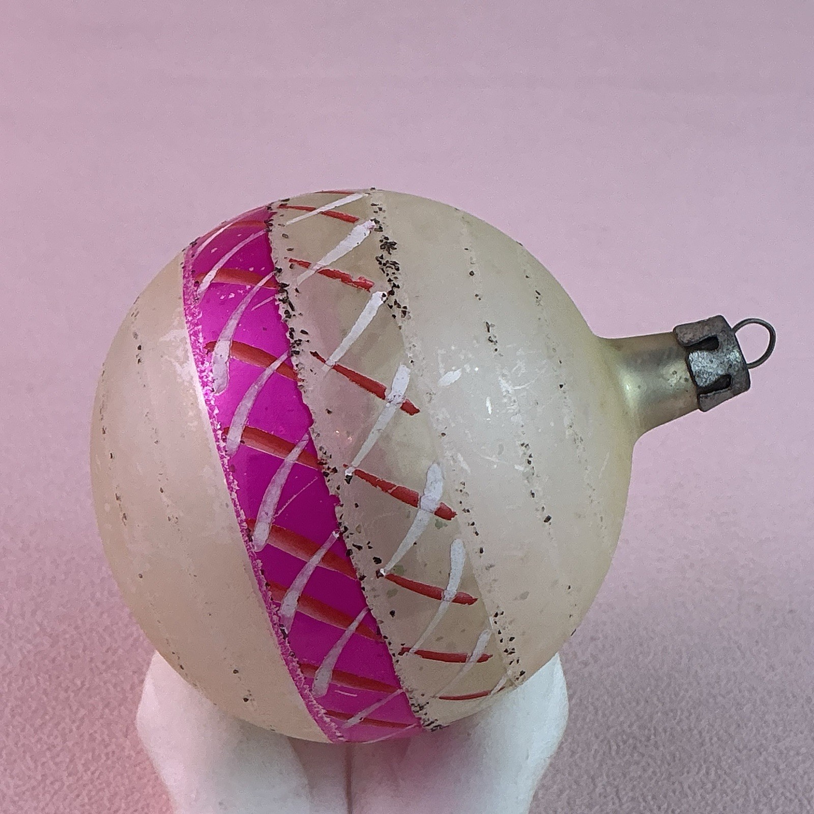 Vintage 1950’s HandBlown Glass Multi-Color Ornament*POLAND*3”H*