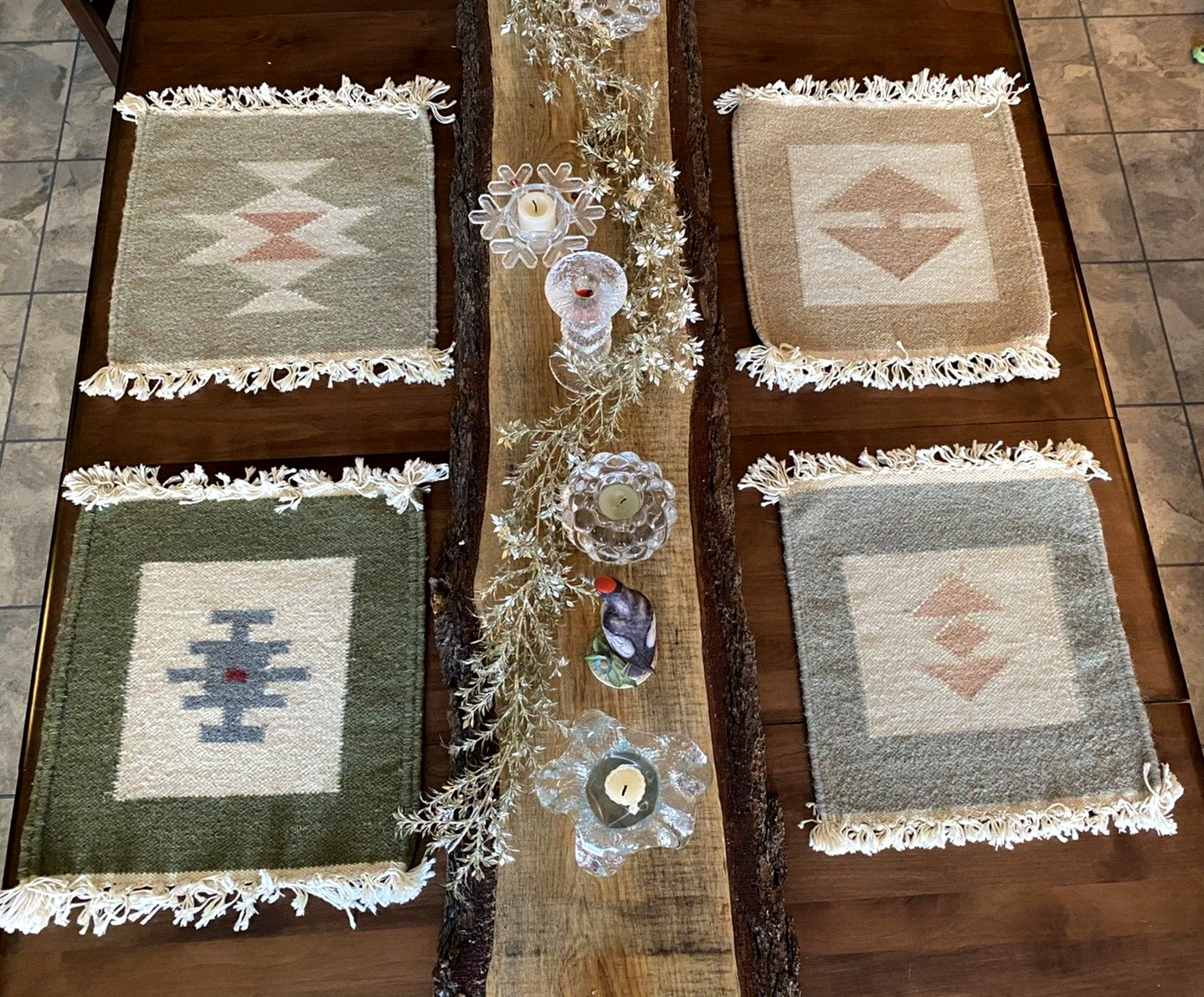 Hand Woven Wool Place Mats Wall Art Navaho Style 12 x 14″ Pakistan NWT