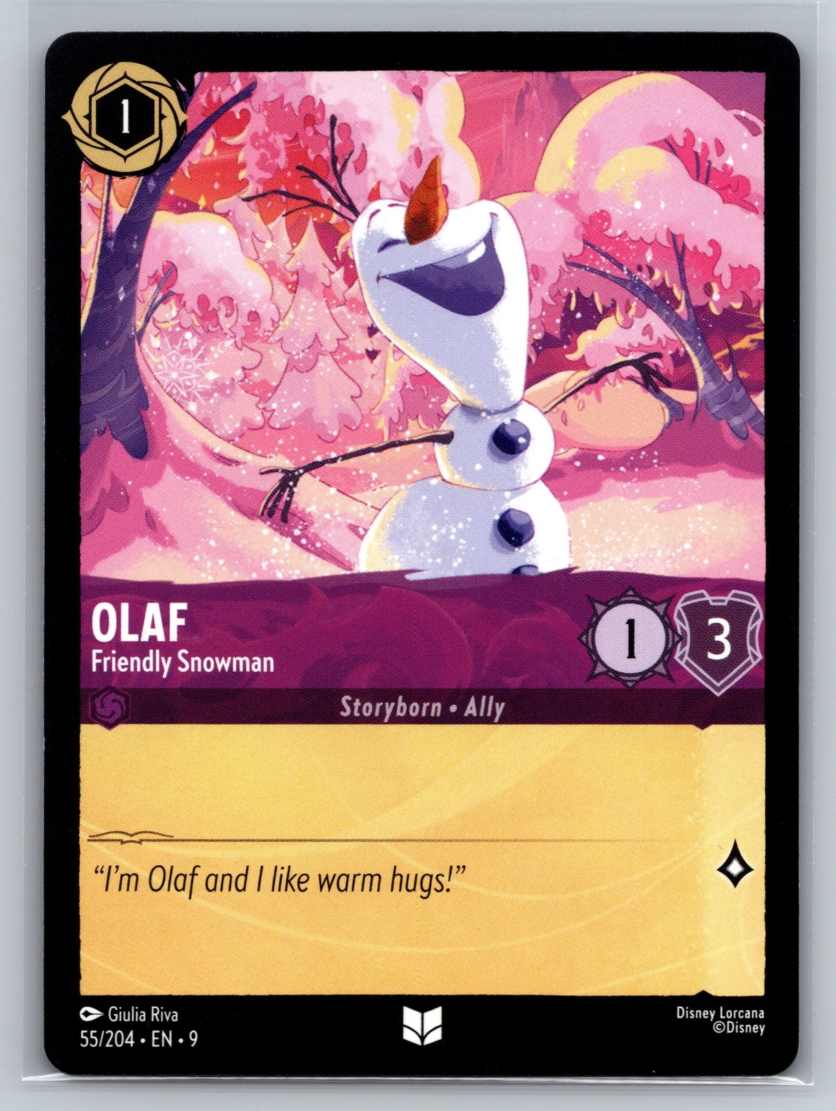 Disney Lorcana TCG Olaf Friendly Snowman 55/204 Set 9 Frozen Common Card