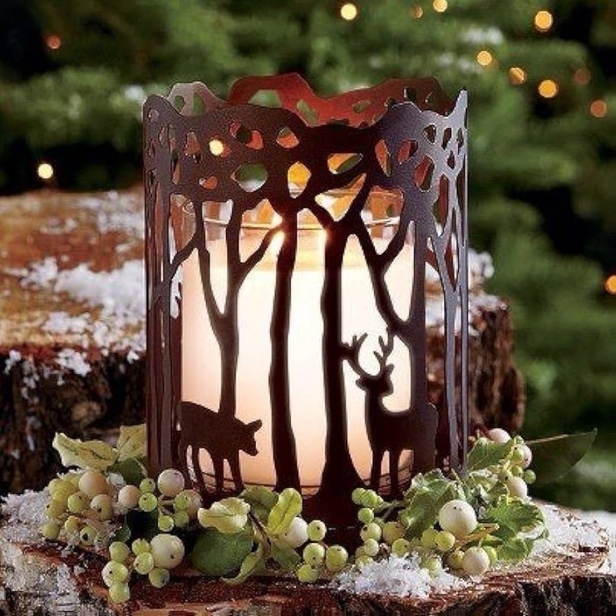 PartyLite Woodland Light Candle Sleeve P91215 Metal Holder Rustic Deer Retired