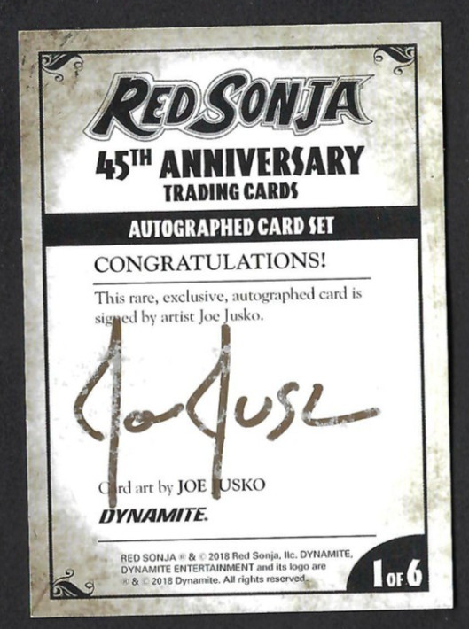RED SONJA 45th ANNIVERSARY (Dynamite 2018) AUTOGRAPH CARD #1 JOE JUSKO GOLD INK