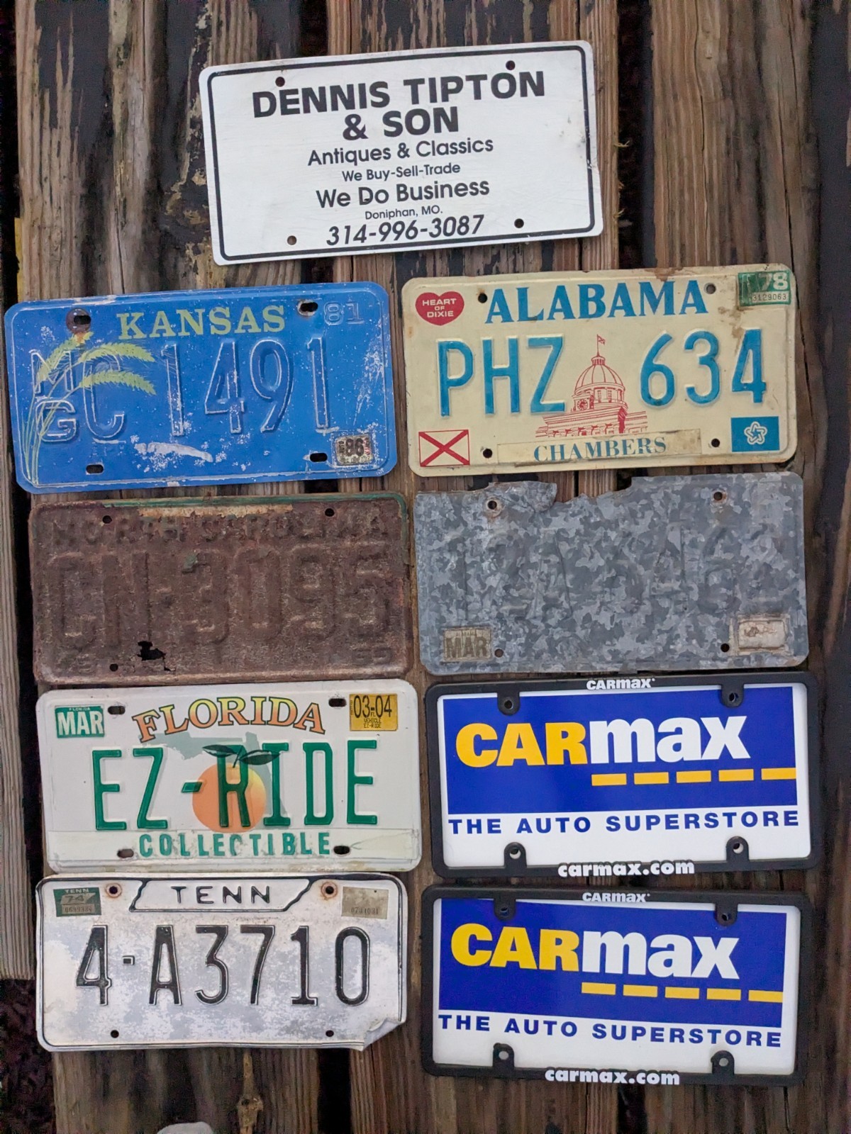 Old License Plates auto tags mixed rusty USA Patina wall art man cave craft barn