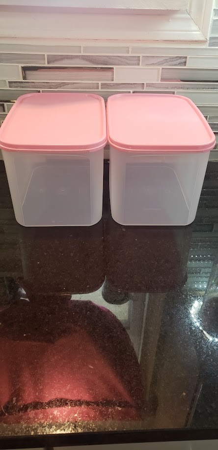 Tupperware Modular Mates GET 2 PINK Rectangular 4 CONTANERS HOLD 37 CUPS NEW