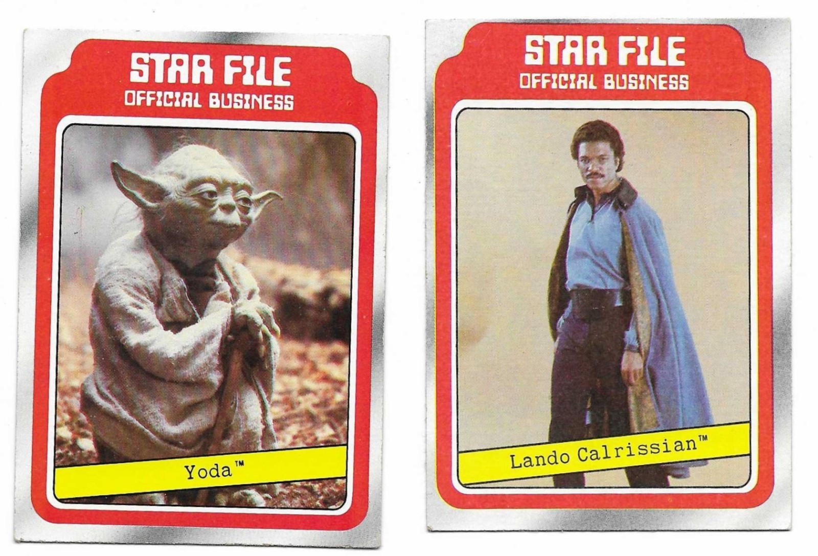 Two 1980 Topps Star File The Empire Strikes Back YODA #9 & LANDO CALRISSIAN #8