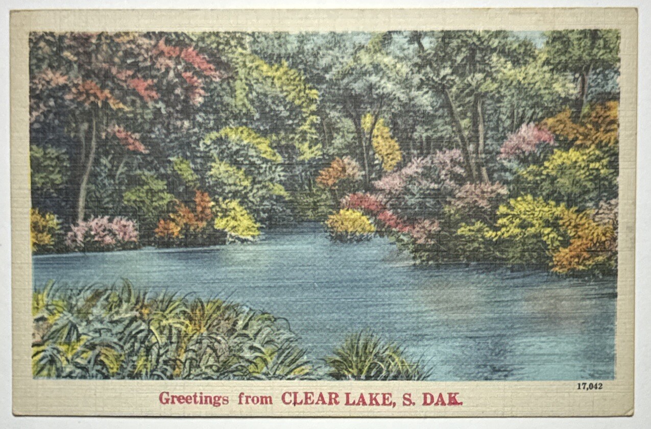 Greetings from Clear Lake South Dakota SD Vintage 1940s Postcard