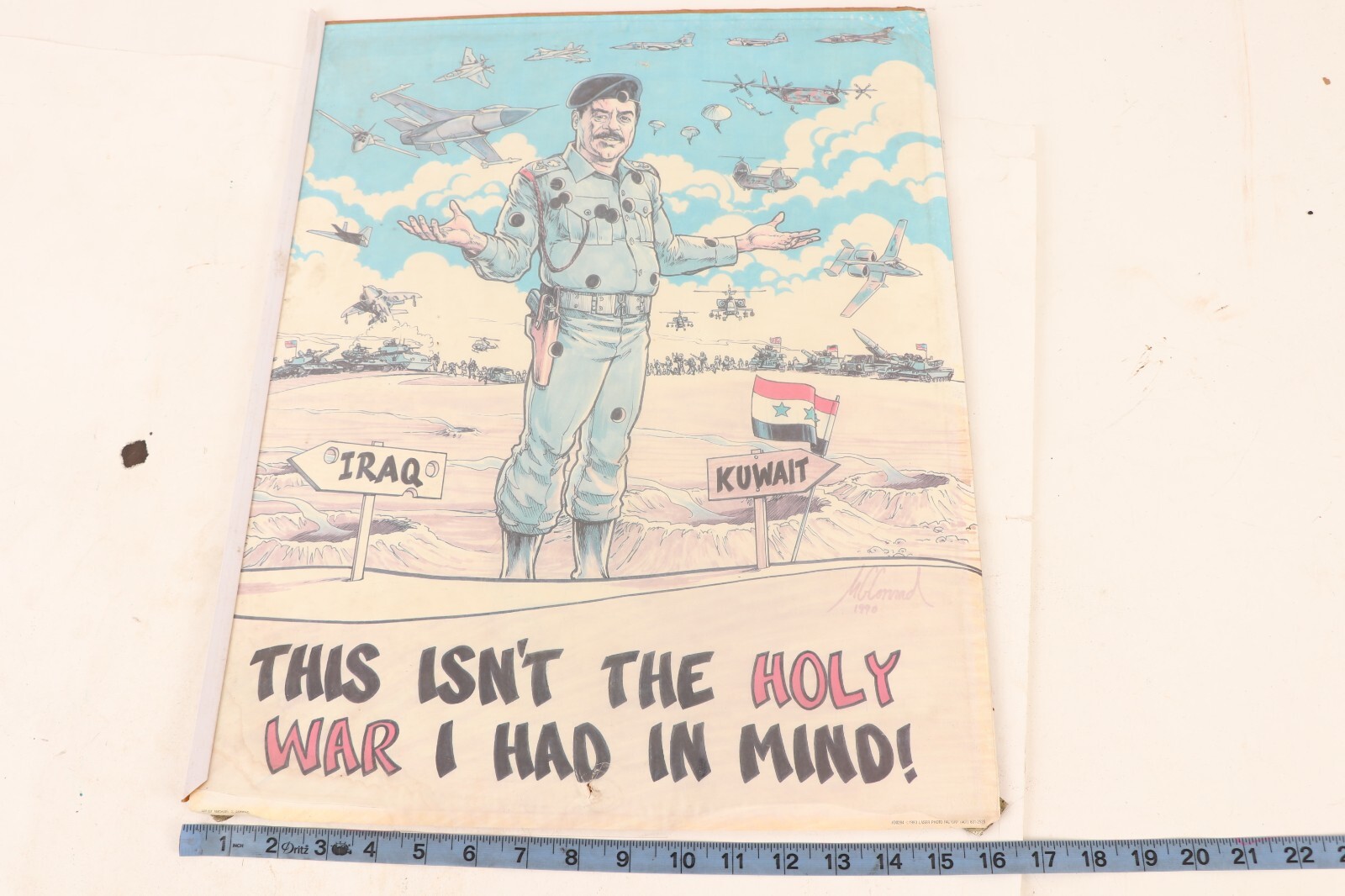 Michael Conrad Signed Editorial Style Cartoon Poster- GWOT Era