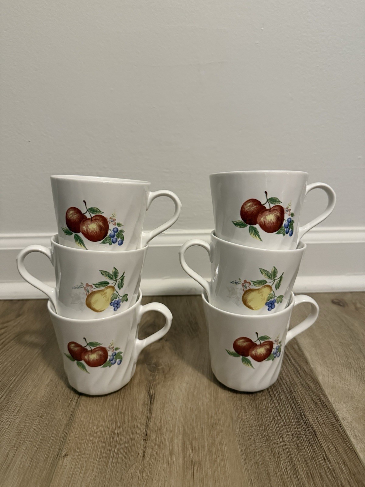 Corelle Chutney Swirl Coffee Cups! Set Of 6 Vintage USA