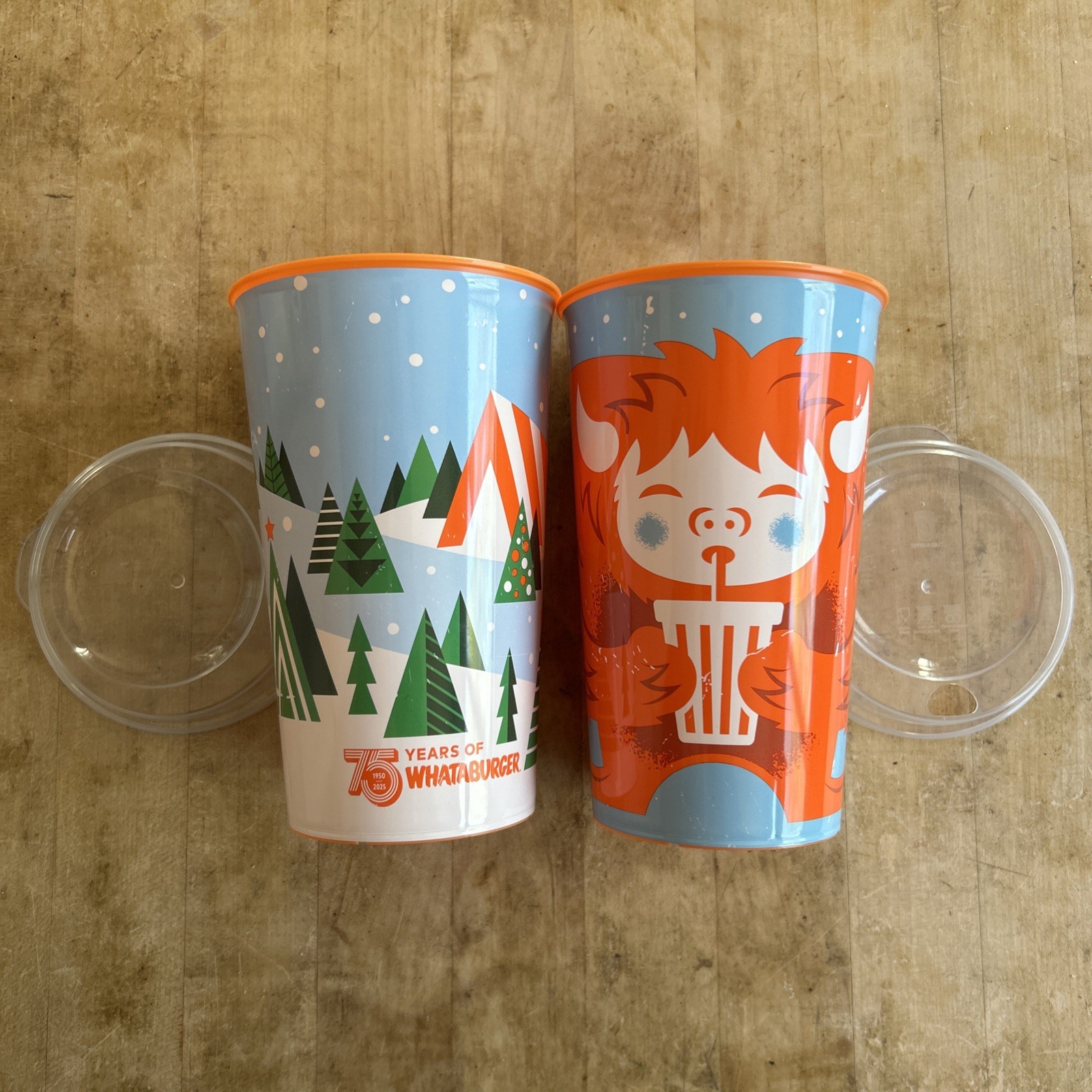 (x2) Whataburger 75th Anniversary Limited-Edition Commemorative Winter Cup & Lid