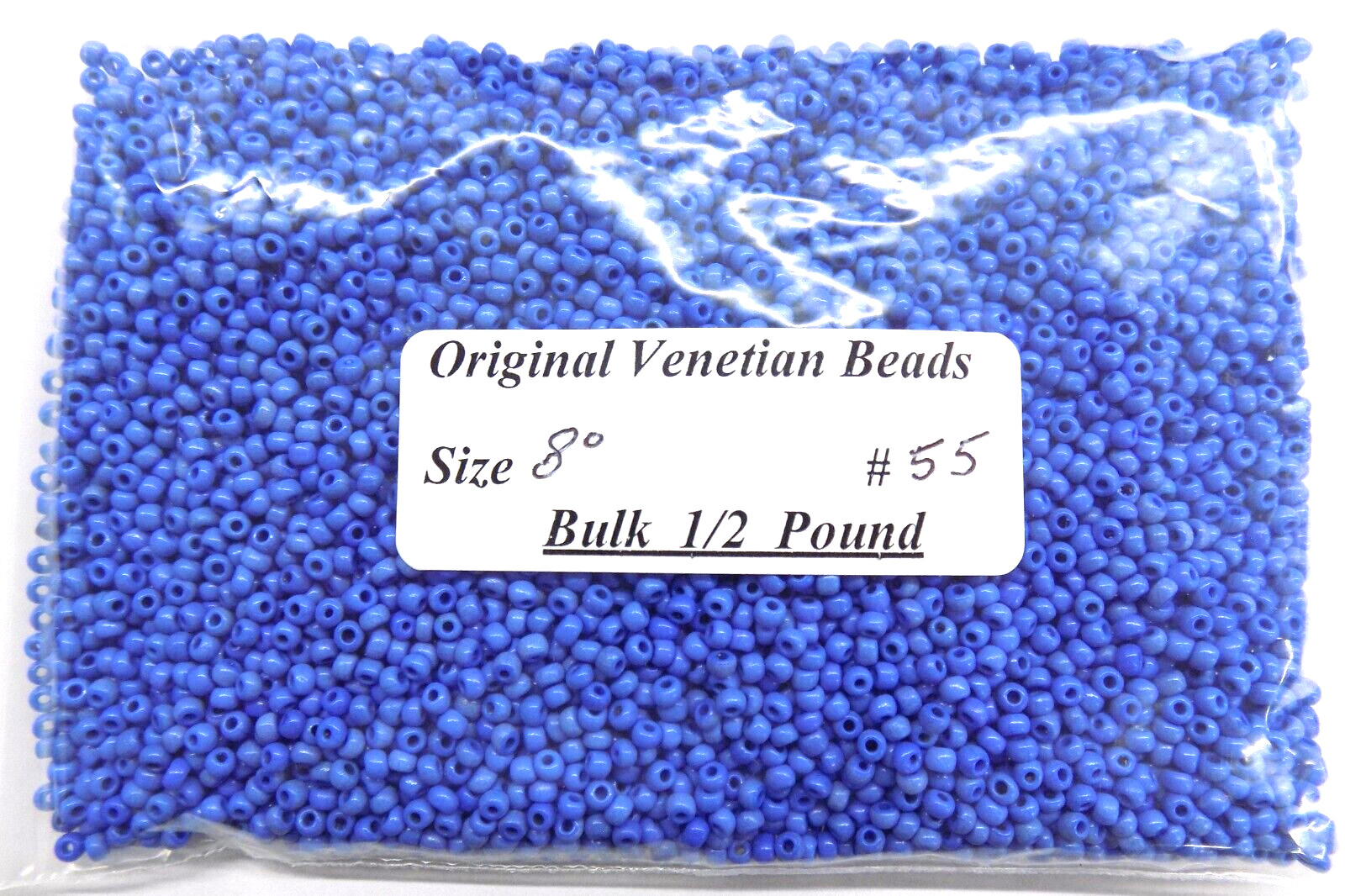 1/2# Pound 8/0 Dk Cornflower Blue Original Venetian African Trade Beads #55