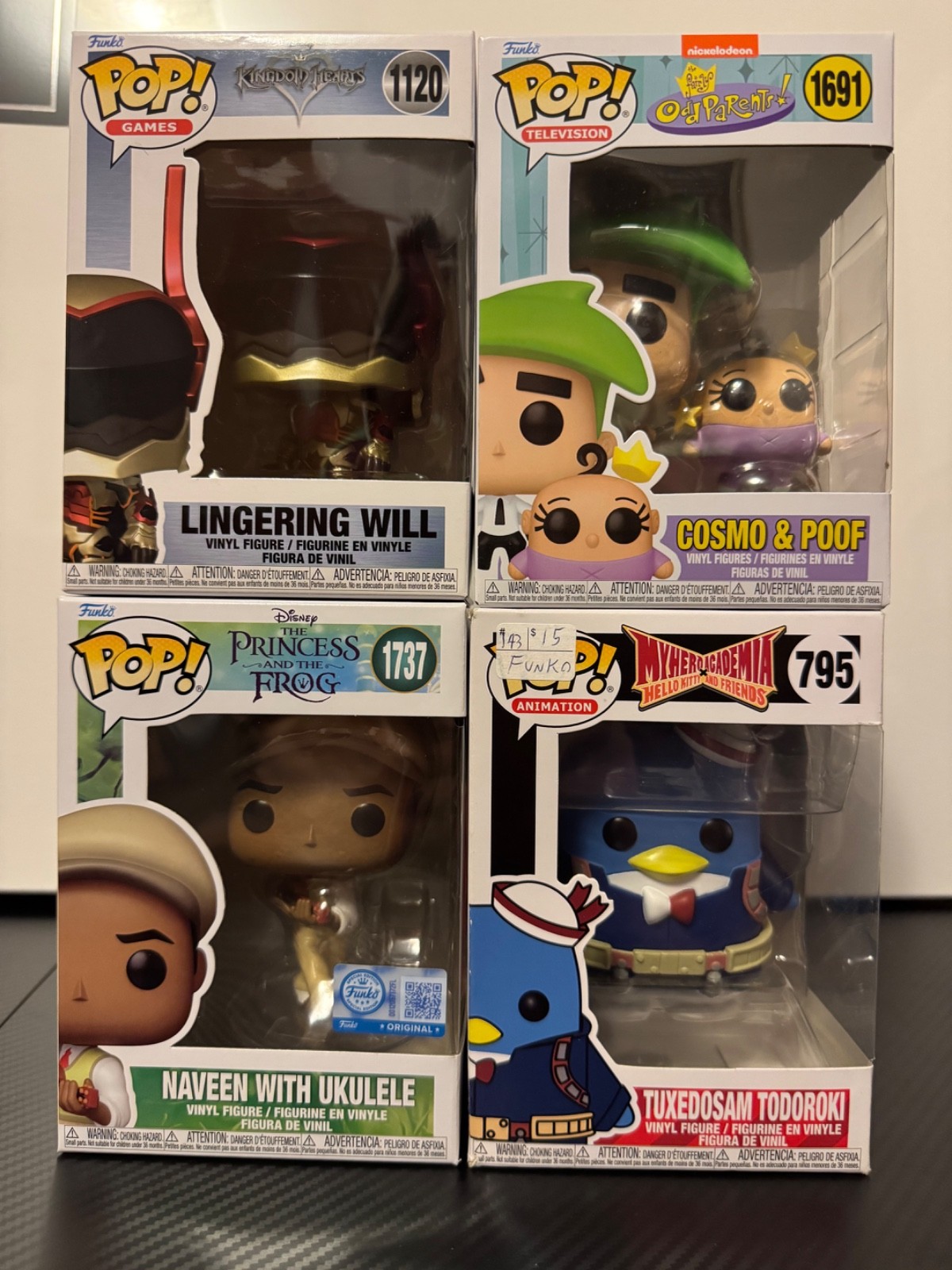 Funko Pop Bundle (4) Disney Naveen Kingdom Hearts Lingering Will Cosmo Poof Todo