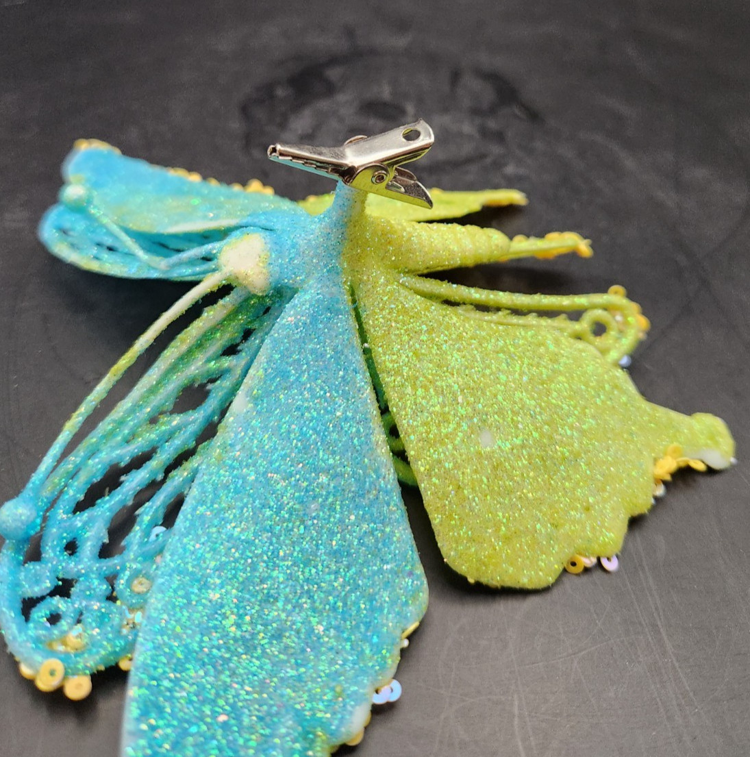 Butterfly Clip On Glitter Sequin Decoration 6″ X 5″