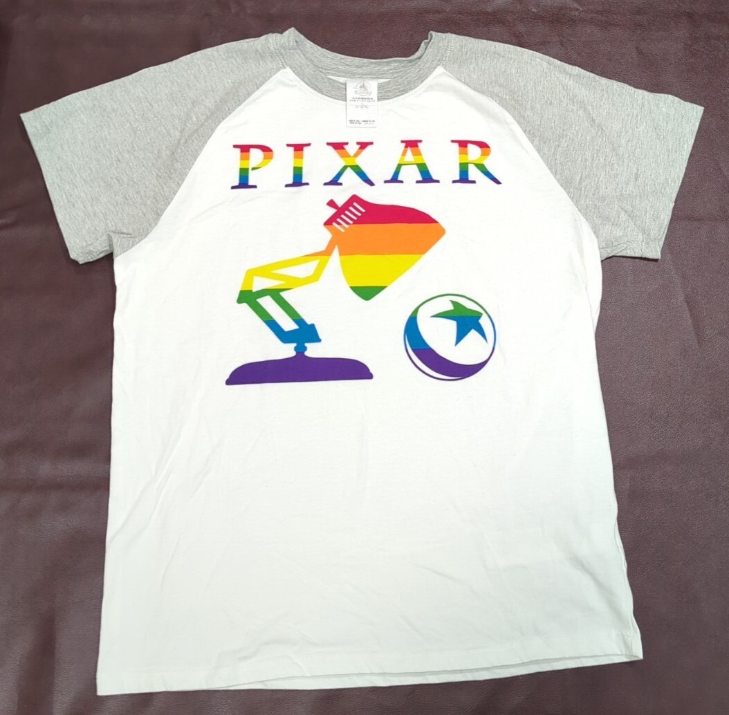 Disney Pixar Lamp & Ball Logo Graphic T-shirt Adult US M/L Pride Rainbow LGBT