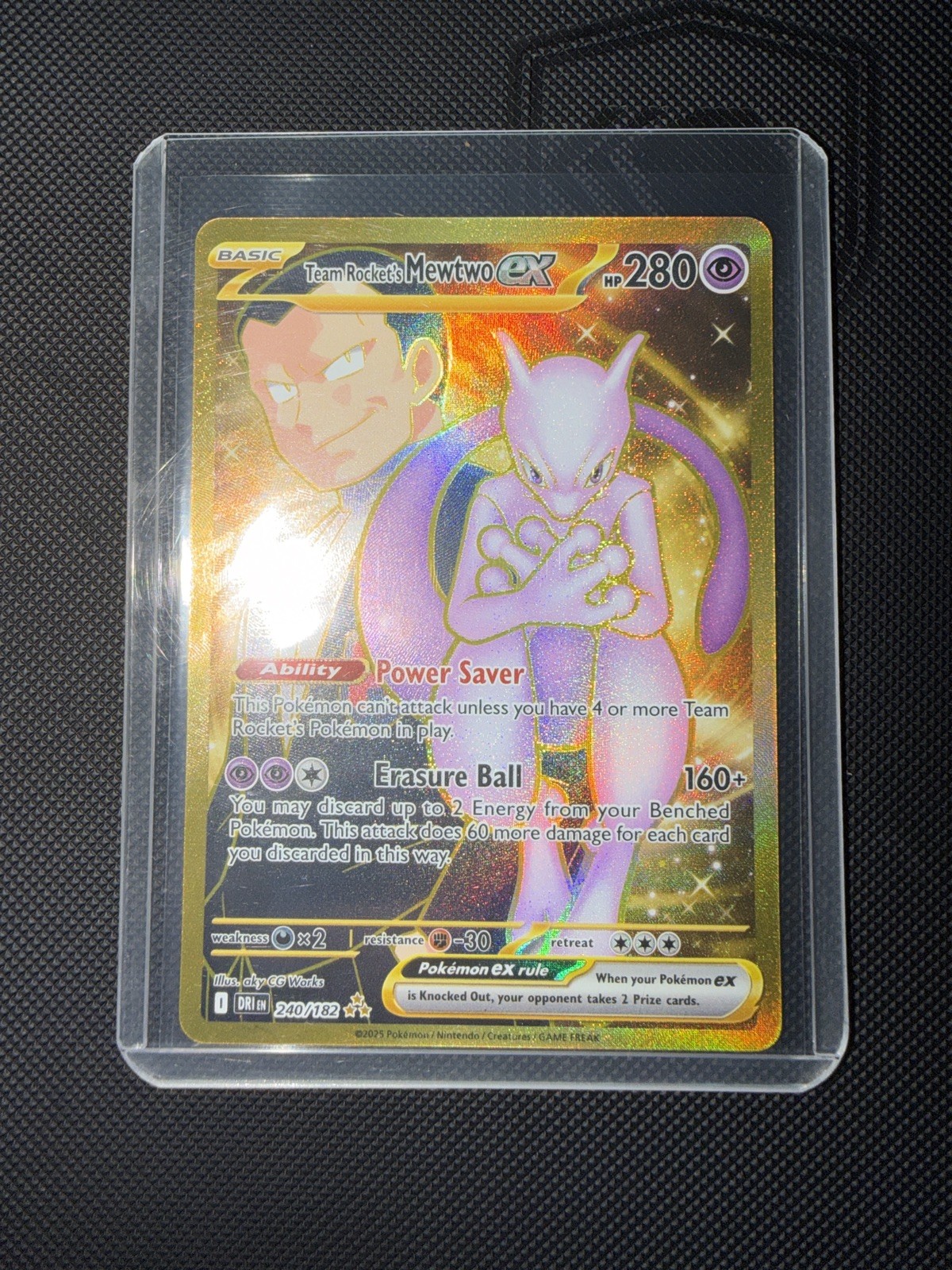 Team Rocket’s Mewtwo ex 240/182 Destined Rivals Hyper Rare Holo Full Art
