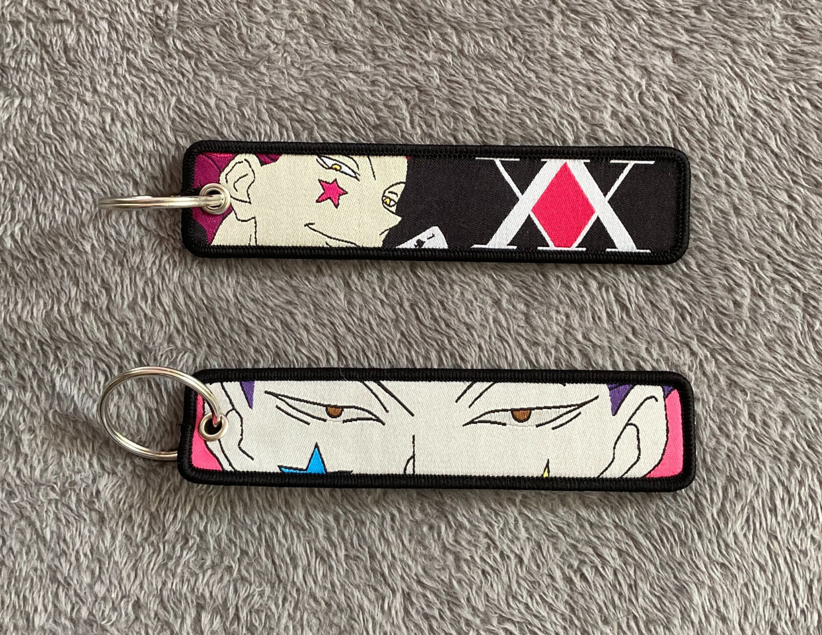 Hunter Hunter HxH Anime Double Sided Keychains Keyrings Embroidered Key Tag