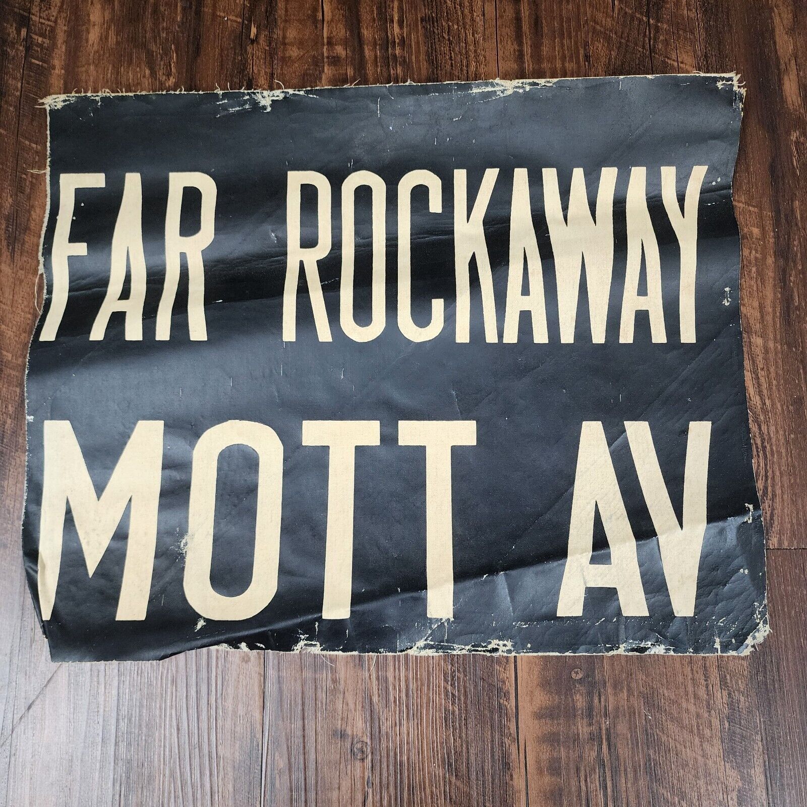 New York City Subway Roll Sign Far Rockaway Mott Linen Vellum Urban Transit Art