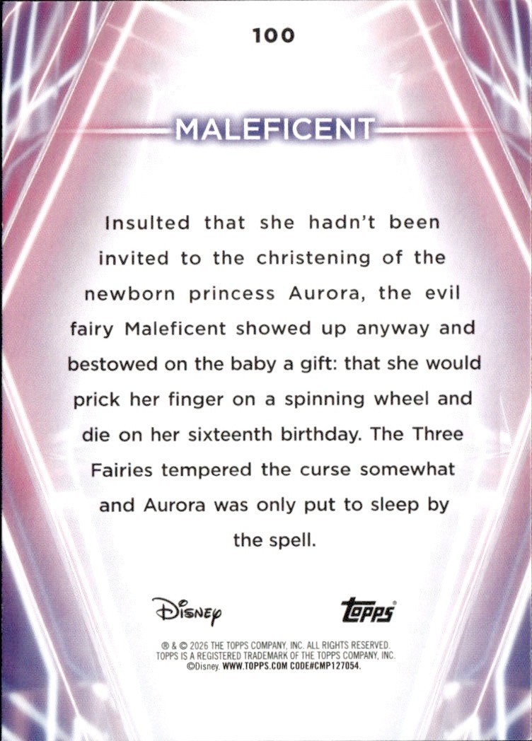 2026 Topps Disney Neon BASE – Maleficent #100