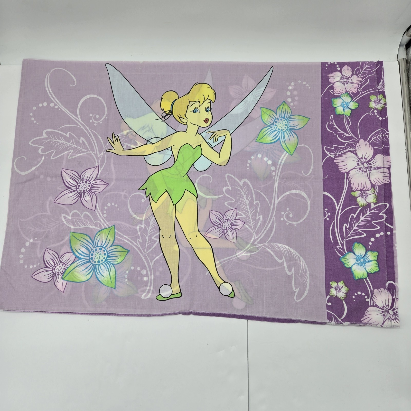 Vtg Disney Tinker Bell Tinkerbell Standard Size Pillowcase Reversible