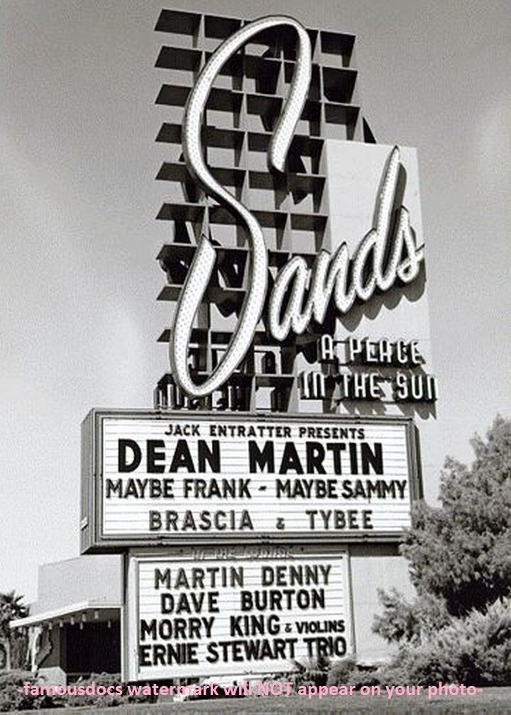 Vintage Las Vegas Sands Hotel Casino PHOTO 1960s SIgn Dean Martin Maybe Frank