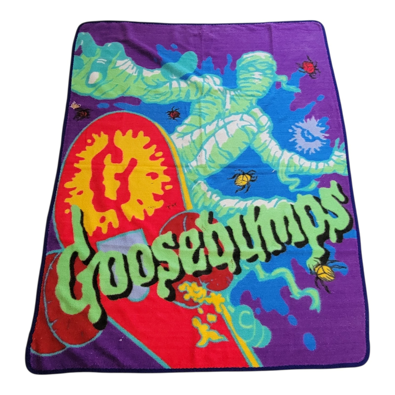 Vintage 90s Goosebumps RL Stine Fleece Throw Blanket Bedding 48×60
