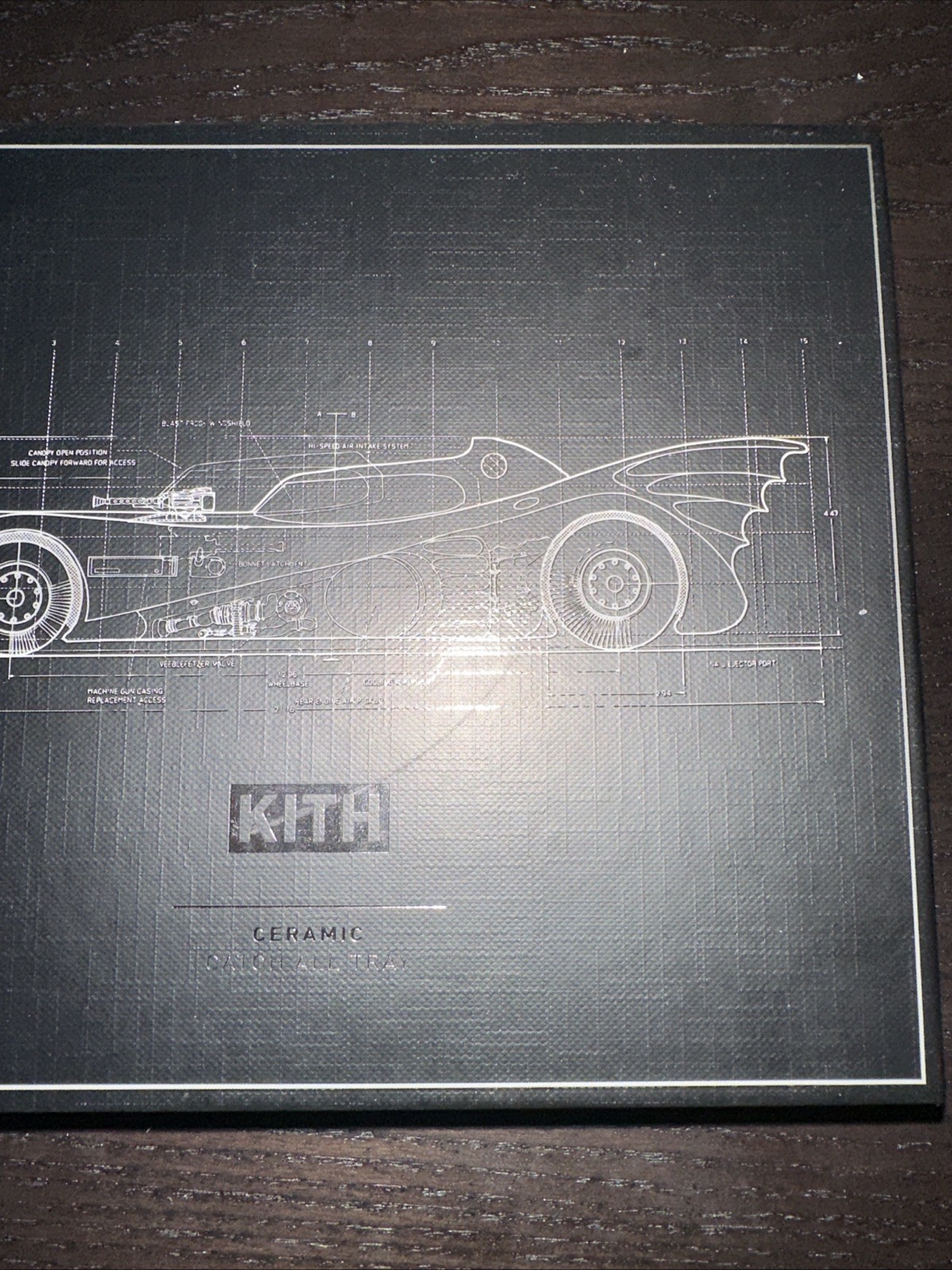 Batman | Kith Batmobile Schematics Catchall Tray in Black FW24 Key Holder Dish