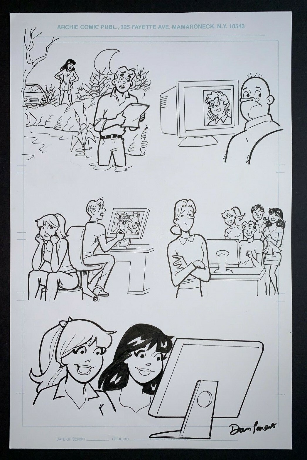 Original Art ARCHIE & MAC computers by DAN PARENT, signed. Veronica, Betty