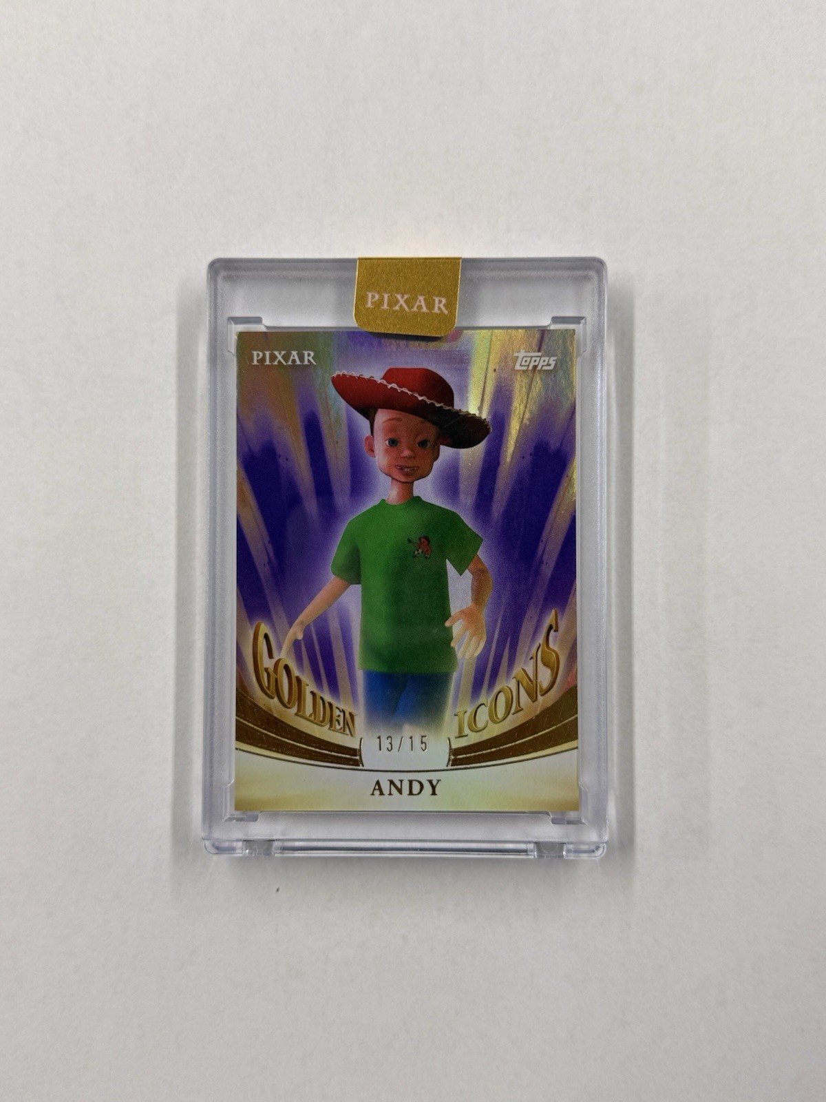 2025 Topps Chrome Disney Pixar Purple Andy Toy Story Golden Icons #13/15 GI-3