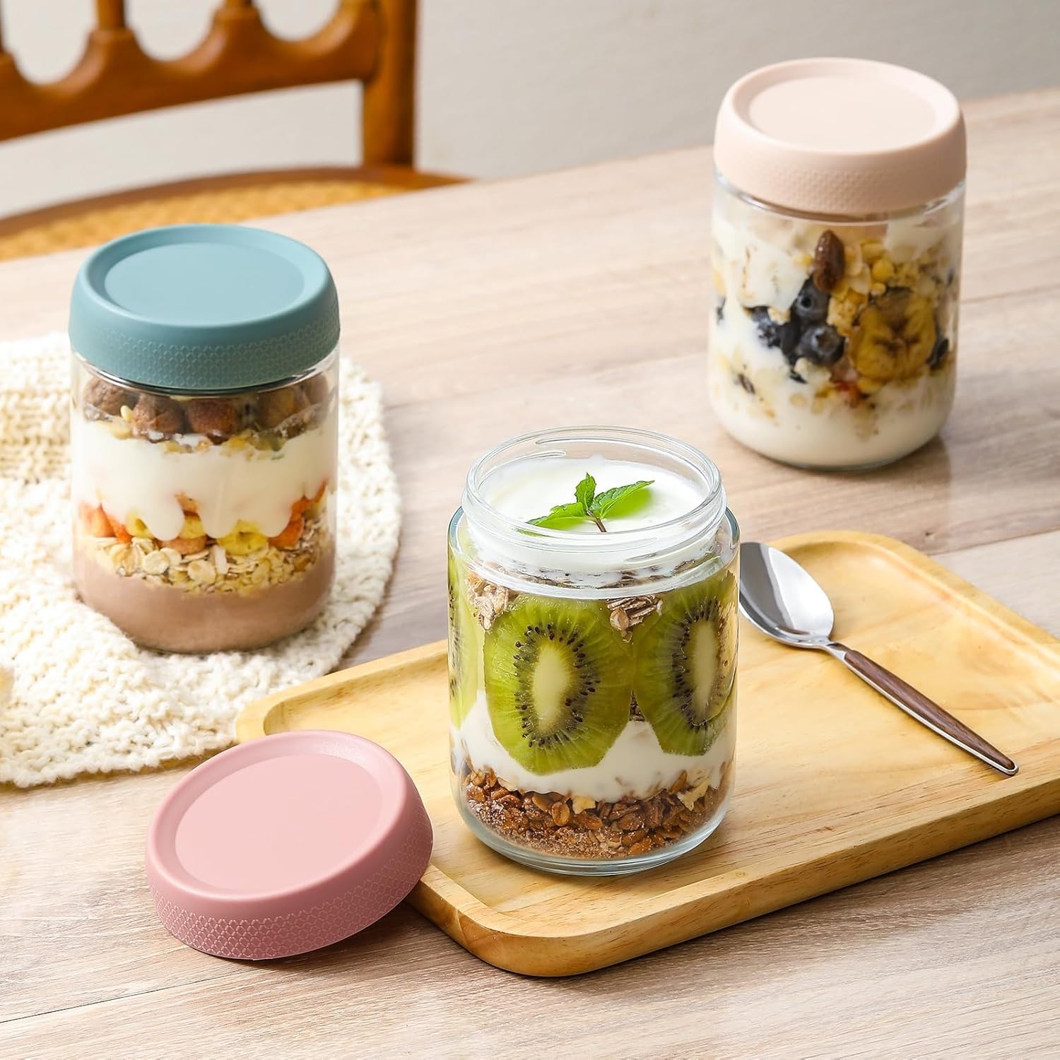 Multicolor Stackable 16 oz Glass Containers – BPA-Free Freshness Guaranteed