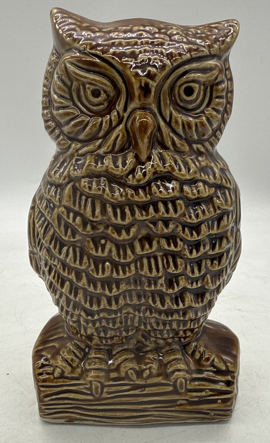 Vintage Ceramic Glazed Brown Owl