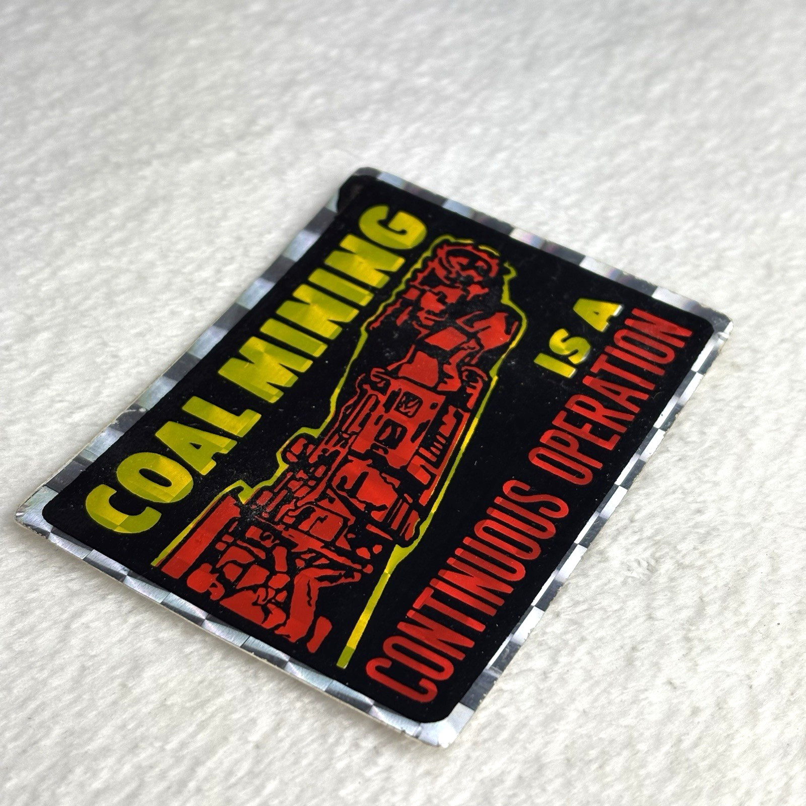Vtg 1970s Coal Mining Continuous Operation Drill Vending Machine Prism Sticker