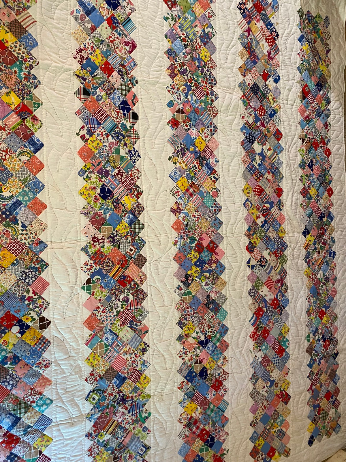 HANDMADE Machine Quilted Cotton PATCHWORK QUILT 87″ LONG 71″ WIDE