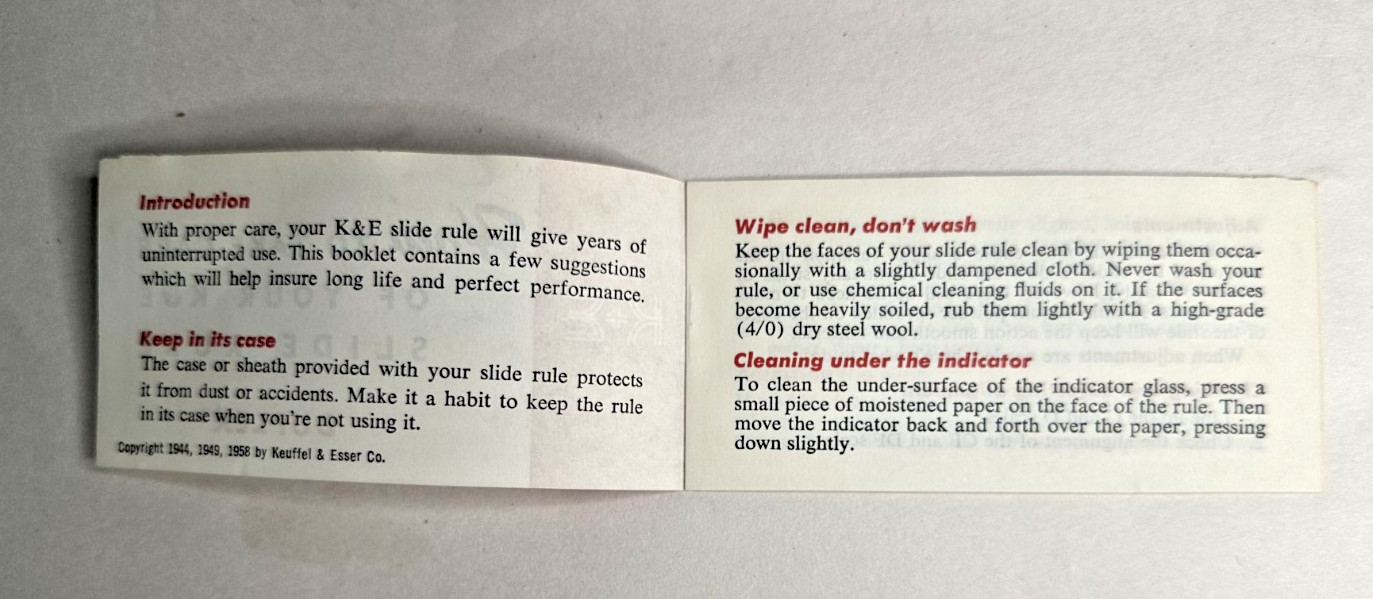 K&E 68-2047 Log Log Duplex Decitrig Slide Rule with Case Manual USA