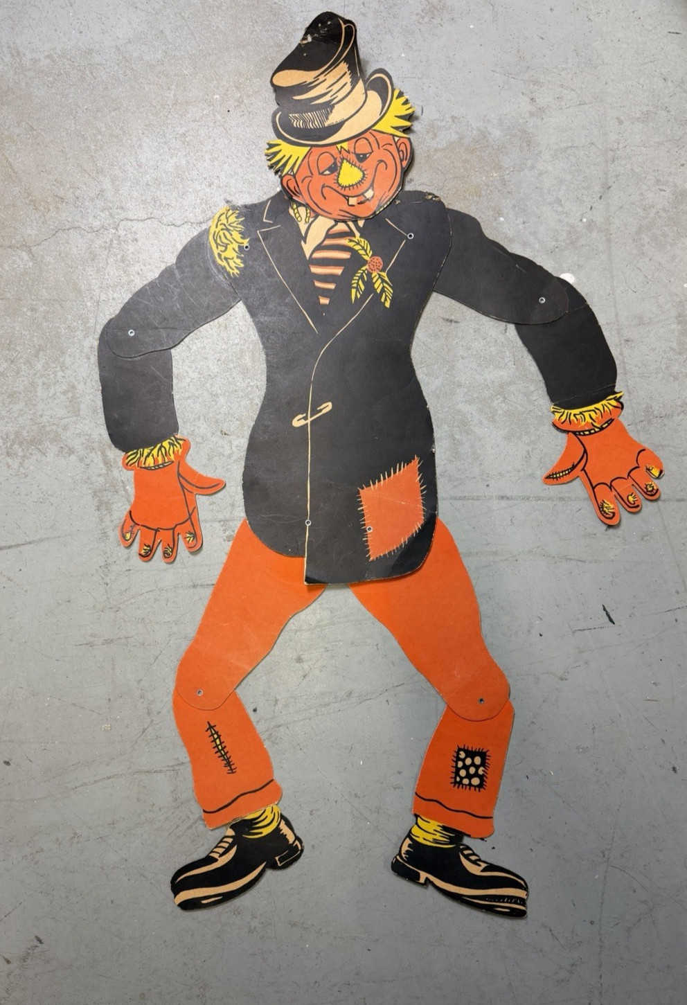 Vintage Scarecrow Halloween Made in USA Die Cut Articulated Collectable RARE