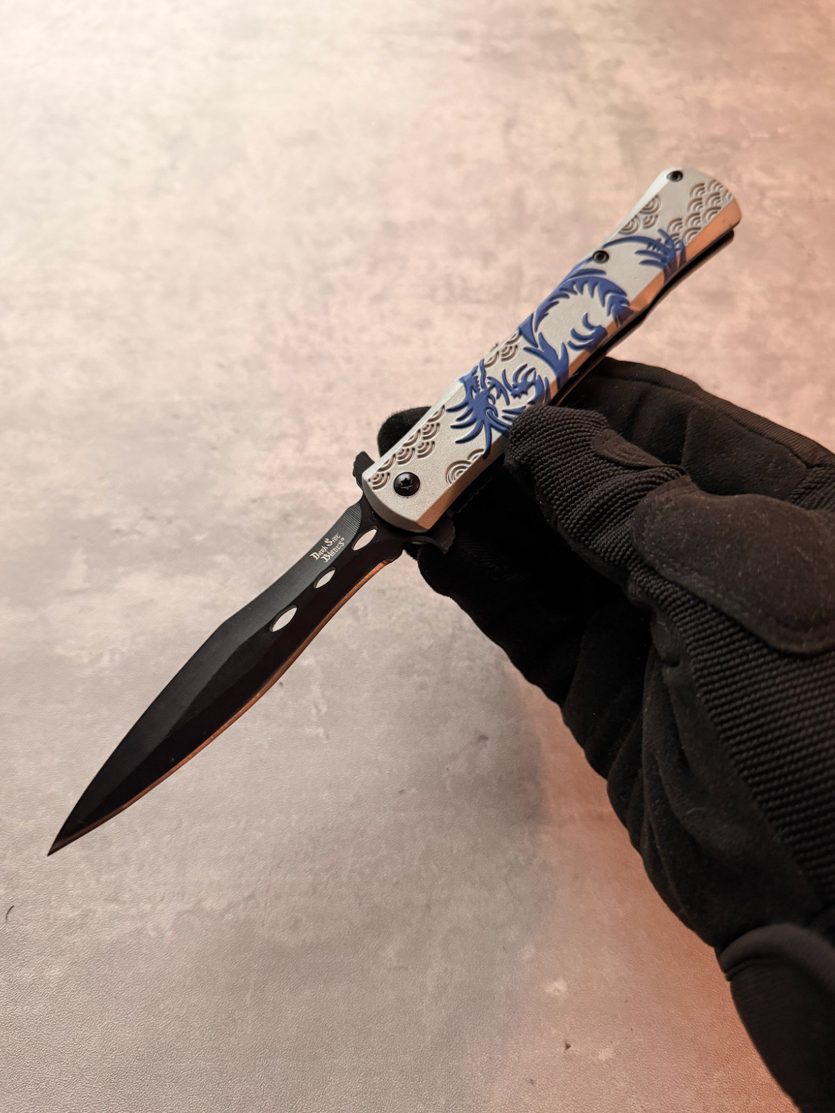 8.65″ Spring Assisted Folding Pocket Knife, Black Oxidized